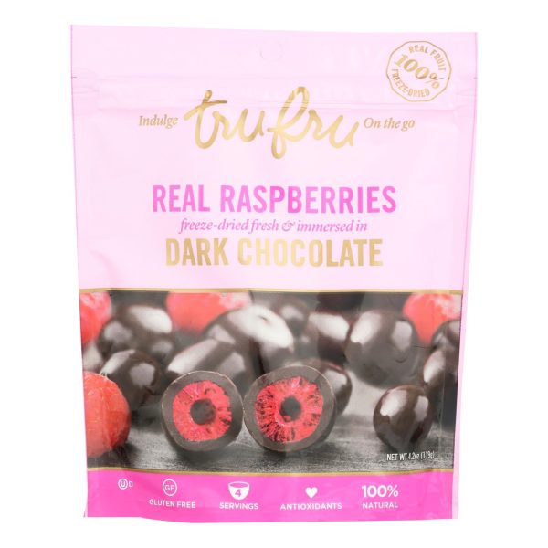 Tru Fru Real Raspberries Dipped In Dark Chocolate  - Case of 6 - 4.2 OZ - Image 2