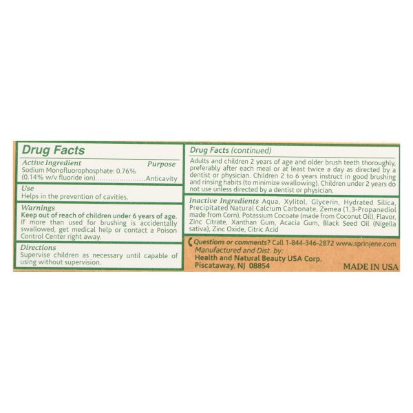 Sprinjene Natural Toothpaste - with Floride - 3.5 oz - Image 3