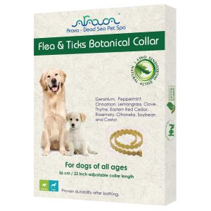 Arava Flea & Tick Collar   for Dogs & Puppies   Length 22''   11 Natural Active Ingredients   Safe for Babies & Pets   Enhanced Control & Defense