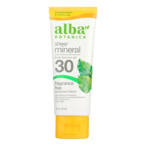 Alba Botanica - Sunscreen Lotion Mineral Formula Face and Body SPF 30 - 1 Each-3 Fluid Ounces