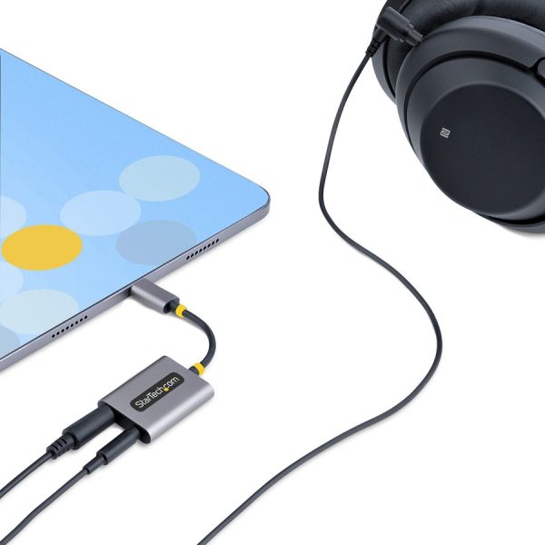 StarTech.com USB-C Headphone Splitter, USB Type C Dual Headset Adapter w/Mic Input, USB C to 3.5mm Audio Adapter/Earphone Dongle/Aux Jack - Image 8
