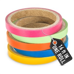 Neon Tape Glow in The Dark Tape   5Pcs Fluorescent Duct Tape Heavy Duty Waterproof Tape for Walls Neon Glow Party Supplies   Colored Duct Tape Glow Party Decoration Tape for Walls Dance Floor Tape