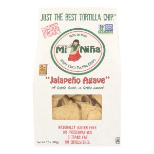Mi Nina's White Corn Tortilla Chips With Jalapeno Aguave  - Case of 9 - 12 OZ