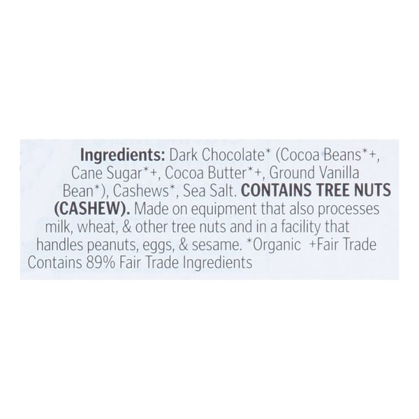 Theo Chocolate - Bar Salted Cshew 85% - Case of 12-3 OZ
