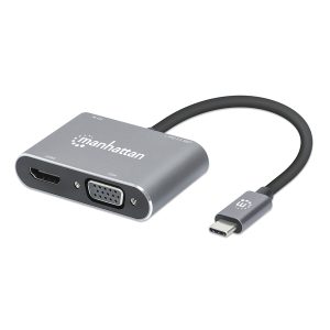 Manhattan 130691 USB-C to HDMI and VGA 4-in-1 Docking Converter with Power Delivery