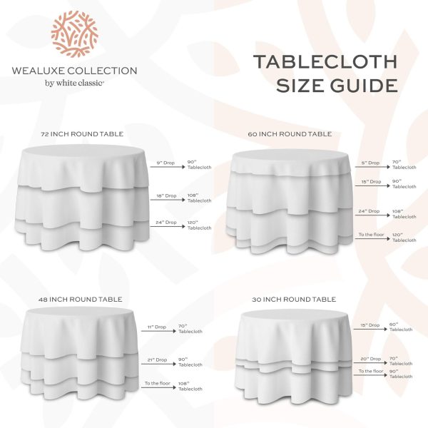 [2 Pack] White Round Tablecloths 70 Inch [for 30 60'' Tables] 200 GSM Premium Quality Textured Washable Polyester Fabric Table Cloth [70'' is Not Table Size] - Image 2