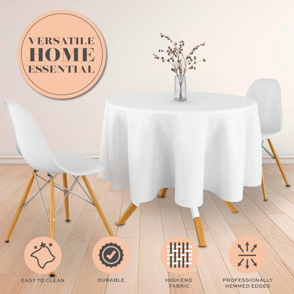 [2 Pack] White Round Tablecloths 70 Inch [for 30 60'' Tables] 200 GSM Premium Quality Textured Washable Polyester Fabric Table Cloth [70'' is Not Table Size] - Image 3