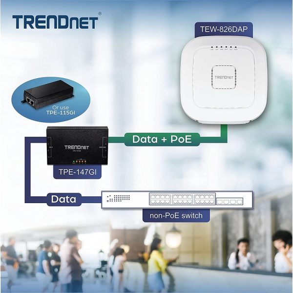 TRENDnet AC2200 Tri-Band PoE+ Indoor Wireless Access Point, 867Mbps WiFi AC + 400Mbps WiFi N Bands, Wave 2 MUMIMO, Client bridge, WDS, AP, WDS Bridge, WDS Station, Repeater Modes, White, TEW-826DAP - Image 4