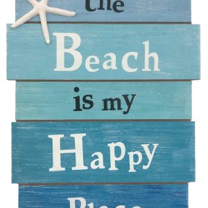 The Beach Is My Happy Place Beach Sign Beach Themed Decor For Home And Bathroom Nautical Wall Decor Wooden Sea Ocean Plaques