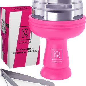 M. ROSENFELD Pink Hookah Bowl Set Silicone – Premium Shisha Bowl Phunnel Hookah Bowl Pink for Smoking with Hookah Tongs & Heat Management Charcoal Holder with Cover Huli