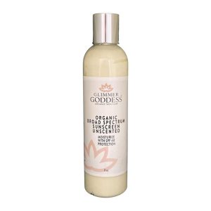 Glimmer Goddess Organic Unscented Sunscreen   Reef Safe Broad Spectrum SPF 40  Protection 8 oz