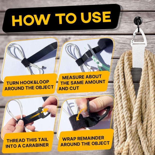 Hook and Loop One Wrap Tape Fastening Cable Straps with Heavy Duty Strenght Easy to Cut Roll Quick Wrap Cable Straps Bundling Ties Fasten Self Gripping for Storage and Organization (White) - Image 3
