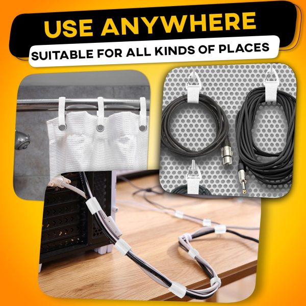 Hook and Loop One Wrap Tape Fastening Cable Straps with Heavy Duty Strenght Easy to Cut Roll Quick Wrap Cable Straps Bundling Ties Fasten Self Gripping for Storage and Organization (White) - Image 5