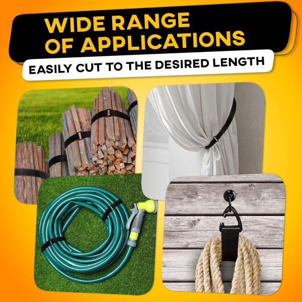 Hook and Loop Cable Straps with 50 Bucklets and 25 Carabineres Reusable Fastening Cable Ties Wire Management Securing Strap for Cable Tidy Wire Management Multi Purpose Cord Organizer (Black) - Image 6
