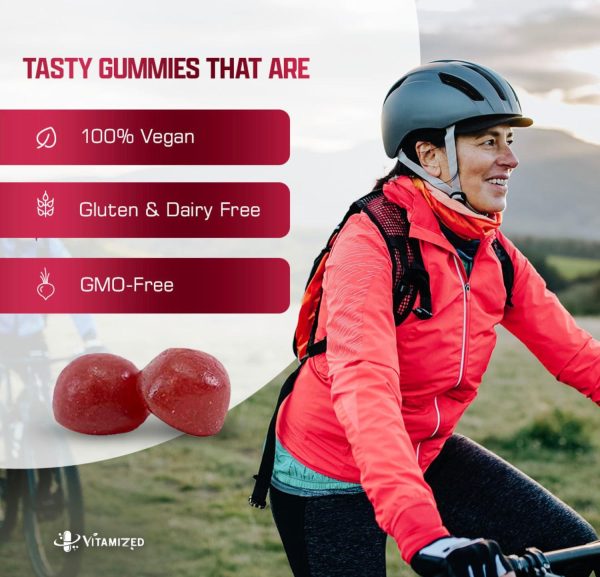 Beet Root Gummies   Super Nitric Oxide Beets Supplement   Red Beetroot Heart Chews with Grape Seed Power & B12  Pomegranate Flavor 60 Chewables Beets - Image 6