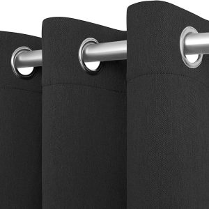 Blackout Curtains for Bedroom Pack of 2 Window Hanging Panels 84 inch Long Blind Off Grommet Curtains Thick Black Out Window Screen No Light Drapes (52 x 84 inch Black)