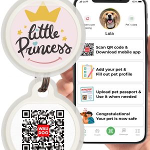 Dog Tags for Pets   Silicone QR Code Pet ID Tags for Dogs & Cats   Silent Dog Name Tag and Cat Name Tag for Your Pet   Puppy Name Tag for Dog Collar   Dog Identification Tags (Princess L)
