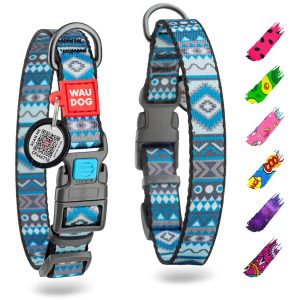 WAUDOG Nylon Dog Collar   Adjustable Dog Collar for Large Dogs Small & Medium Dogs   Breakaway Puppy Collars for Large Breed Dogs   Boy & Girl Dog Collars with Durable Plastic Buckle and QR Dog Tag