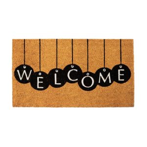 Welcome Mats Natural Coco Coir Mat with Non Slip PVC Backing Indoor Outdoor Mats for Entryway Rustic Decor for Front Door All Weather Floor Mats with Print Beige & Black 30”x17”