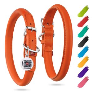 WAUDOG Ultra Soft Rolled Leather Dog Collar for Small Dogs   Soft Padded Dog Collars for Medium Dogs   Puppy Collars for Large Breed Dogs   Male and Female Dog Collar