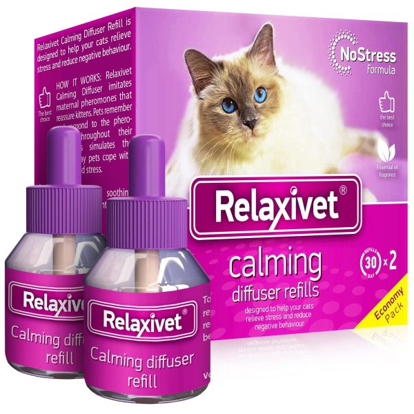 Calming Cat Diffuser Refill & Anti Anxiety Pet Products   Feline Calm Pheromones & Cats Comfort   Stress Relief with New Zone Fighting with Dogs & Behavior Control (2 Refills (Diffuser not included))