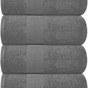 Resort Collection Soft Bath Towels | 28x55 Luxury Hotel Plush & Absorbent Cotton Bath Towel Large [4 Pack Smoke Grey]