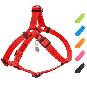 Waterproof Dog Harness   Adjustable Dog Harness for Large Dogs Small and Medium Dogs   Heavy Duty Dog Harness with Durable Metal Clasp and QR Dog Tag   Boy & Girl Dog Harness   Red (24 35in)