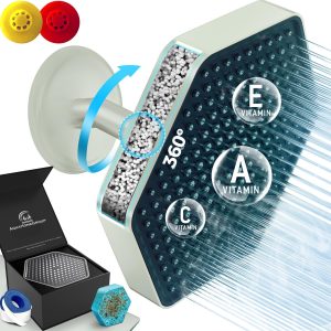 Luxury Filtered Shower Head High Pressure Rain Showerhead with Filter for Chlorine Rust Sediments Water Filter Shower Head with Vitamin C E A (Patent Pending) (Brushed Nickel)