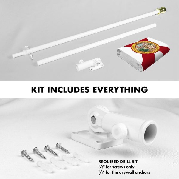 G128 Combo Pack: 5 Ft Tangle Free Aluminum Spinning Flagpole (White) & Florida FL State Flag 2x3 Ft, StormFlyer Series Embroidered 220GSM Spun Polyester | Pole with Flag Included - Image 2