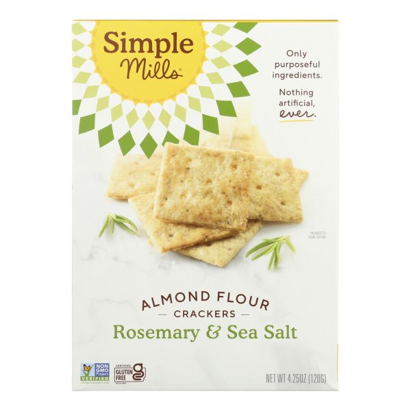Simple Mills Rosemary and Sea Salt Almond Flour Crackers - Case of 6 - 4.25 oz. - Image 3