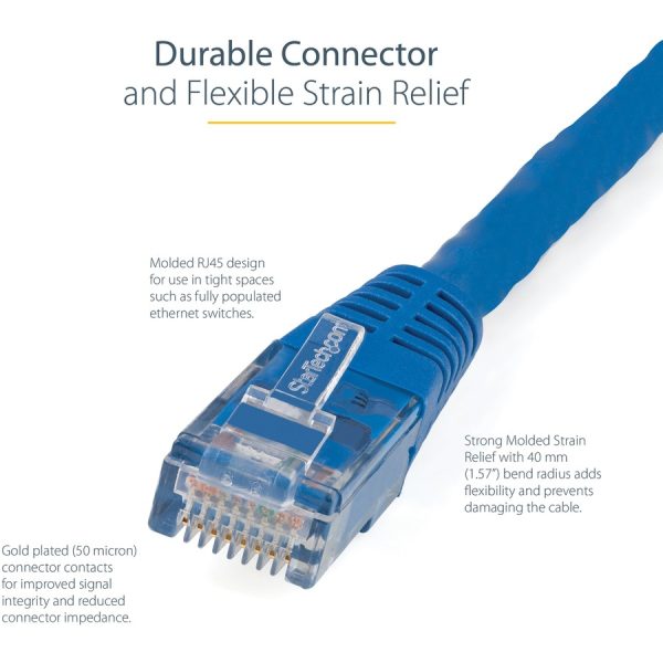 StarTech.com 7ft CAT6 Ethernet Cable - Blue Molded Gigabit - 100W PoE UTP 650MHz - Category 6 Patch Cord UL Certified Wiring/TIA - Image 3