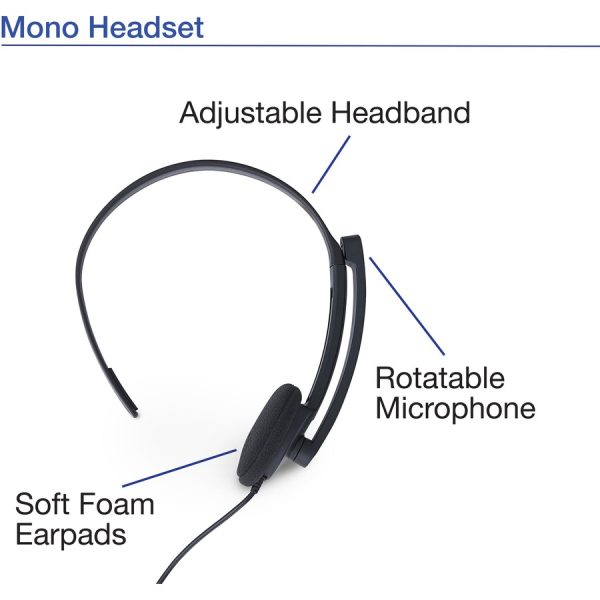 Verbatim Mono Headset with Microphone and In-Line Remote - Image 4