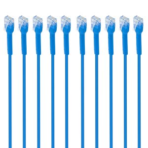 Intellinet Network Solutions 745260 CAT-6 U/UTP FlexiBoot Slim Network Patch Cable, 10 Pack (7 Ft.; Blue)