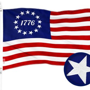 G128 Betsy Ross 1776 Flag | 1x1.5 Ft | ToughWeave Series Embroidered 300D Polyester | Historical Flag, Embroidered Design, Indoor/Outdoor, Brass Grommets