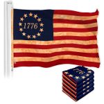 G128 5 Pack: Betsy Ross 1776 Tea-Stained Flag | 3x5 Ft | LiteWeave Pro Series Printed 300D Polyester | Historical Flag, Vibrant Colors, Brass Grommets, Thicker and More Durable Than 100D 75D Polyester