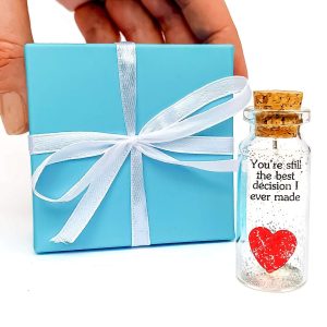 Anniversary Gift for Her & Him Romantic Present for Boyfriend Girlfriend Custom Message I Love You Gifts to Wife Husband (Heart   You're Still the Best Decision I Ever Made in Teal Blue Box)