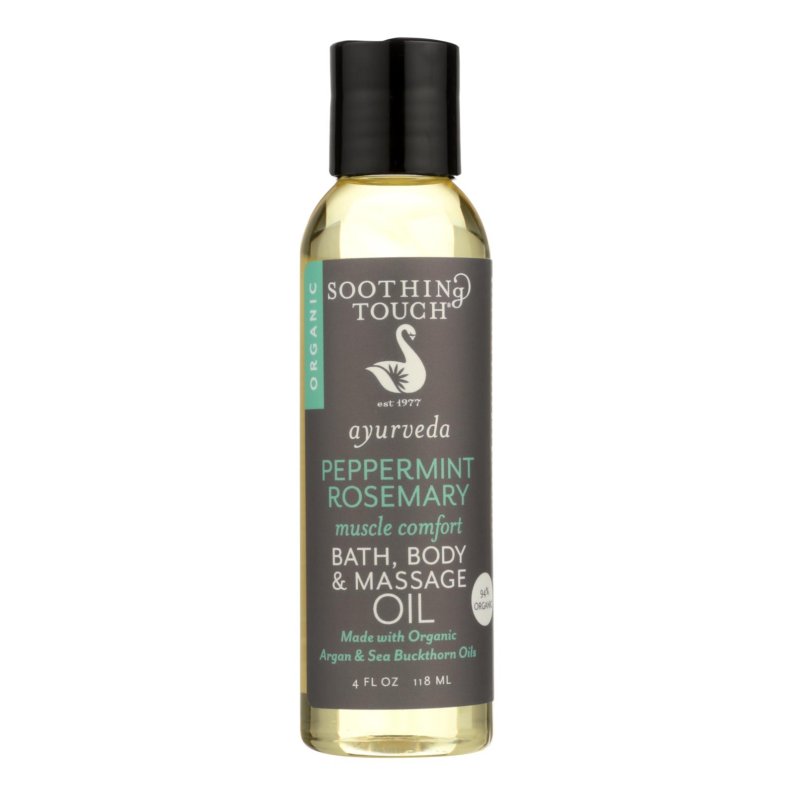 Soothing Touch Bath Body and Massage Oil - Organic - Ayurveda - Peppermint Rosemary - Muscle Comfort - 4 oz - Image 2