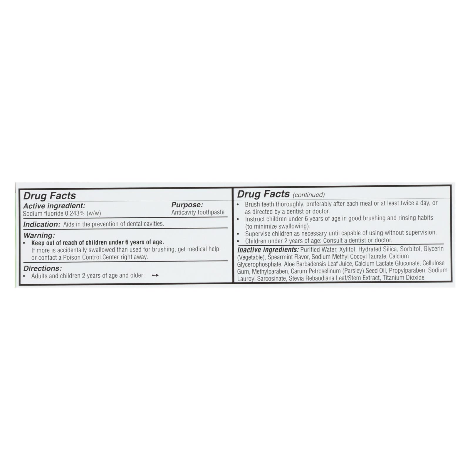 Spry Toothpaste - Spearmint - Fluoride - 5 oz