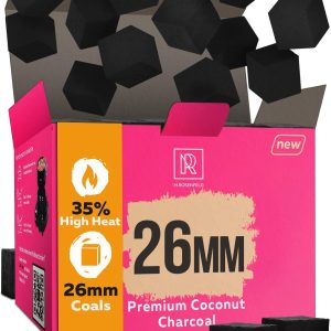 New 26 mm Hookah Charcoal Hookah Coals for Hookah Coconut – XL Pack 80 Count & 1.2 KG (2.6 lbs) – Premium Quality – 100% Natural Coconut Hookah Charcoal Cubes – NOT Quick Light