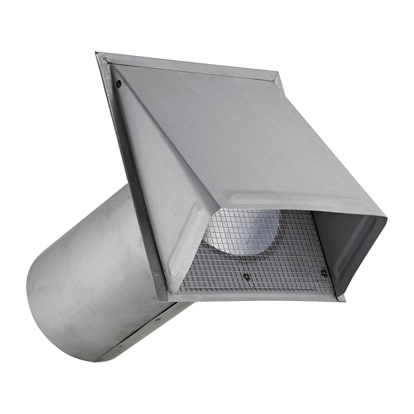 Lambro EC-3460GNDMS-11-PG 6-In. 26-Gauge Paint-Grade Galvanized Fresh Air Intake Vent with Wire Mesh Screen and 11-In. Pipe, EC-3460GNDMS-11-PG