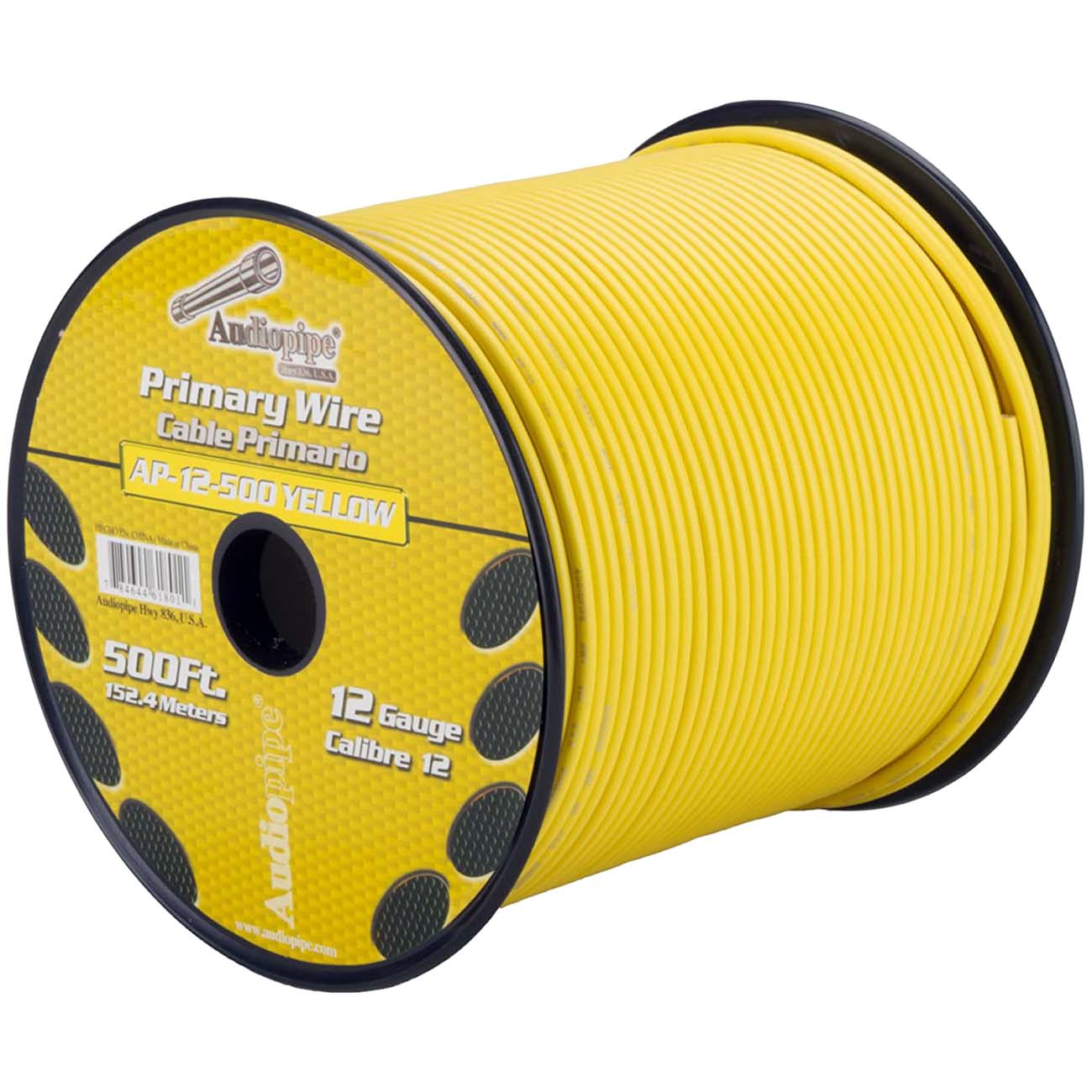 Audiopipe Primary Wire 12-Gauge 500 Foot Spool - Yellow