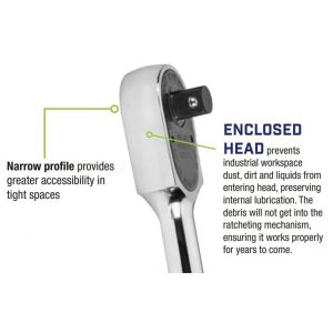 Williams 1/2" Drive Sealed Narrow Head Ratchet 36 Teeth