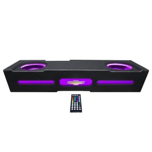 QPower QLUXE Dual 12″ Vented with RGB LED Illumination Chevy 2019-2024 Crew Cab