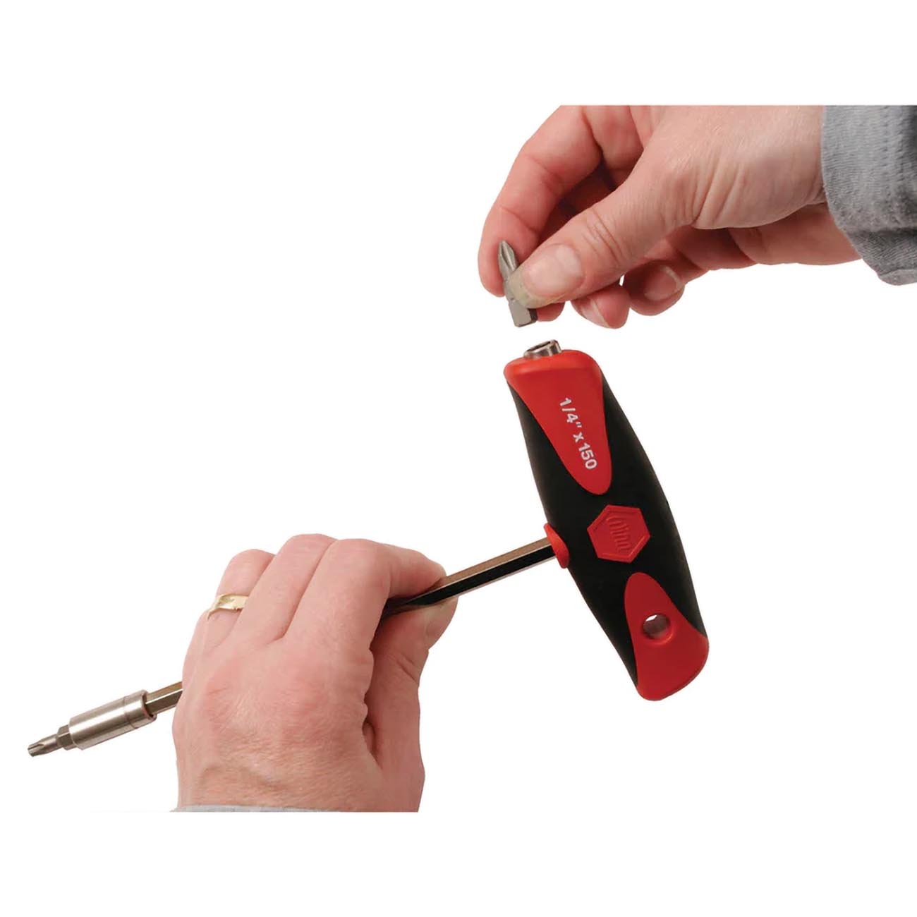 Wiha (Retail packaging) SoftGrip T-Handle Dual Drive 1/4" Bit Holder - Image 2