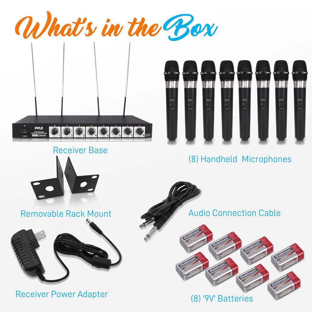 Pyle Pro 8 Mic Wireless System Hand held - Image 2