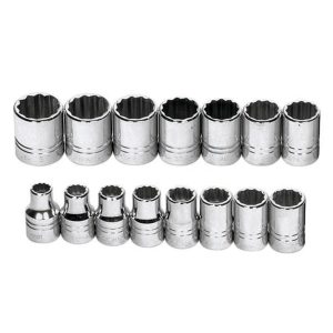 Williams 1/2″ Drive Shallow Metric Socket Set on Clip Rail 12-Point (15 Piece)