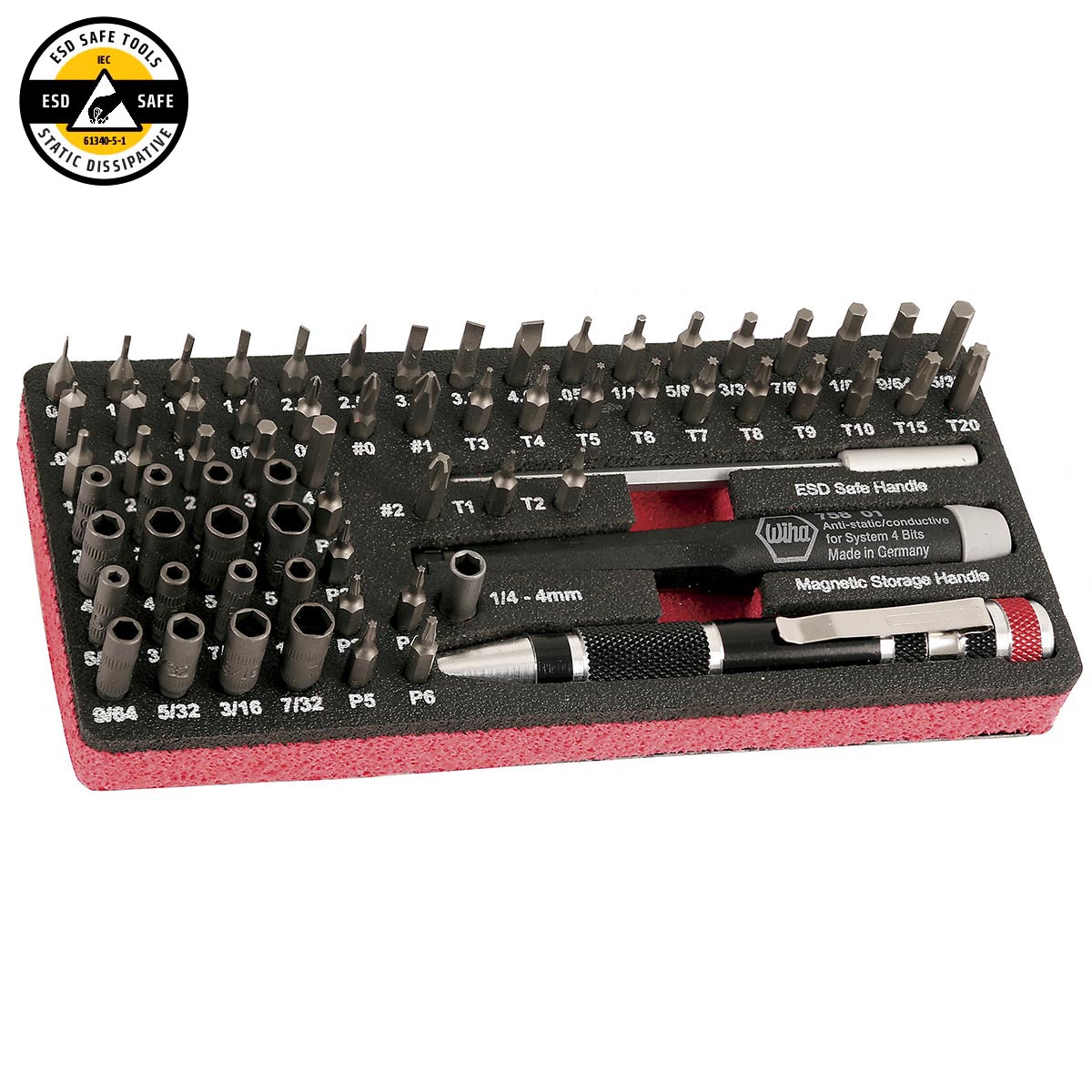 Wiha ESD Safe Master Technicians Ratchet and Micro Bits - 68 Piece Set - Image 2