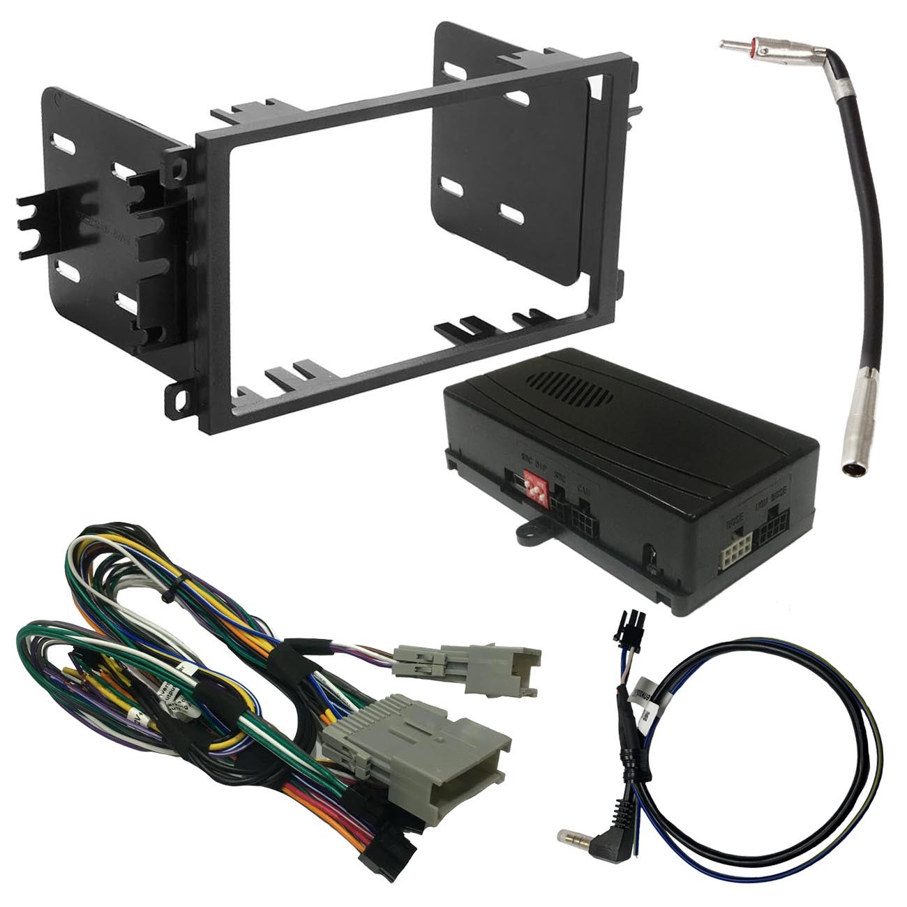 Crux OnStar Radio Replacement interface w/ SWC Retention video switcher & D. Din Dash Kit - GM Clas