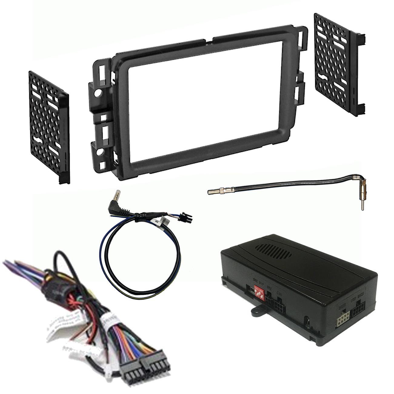 Crux OnStar Radio Replacement interface w/ SWC Retention Video Switcher & D. Din Dash Kit - Select