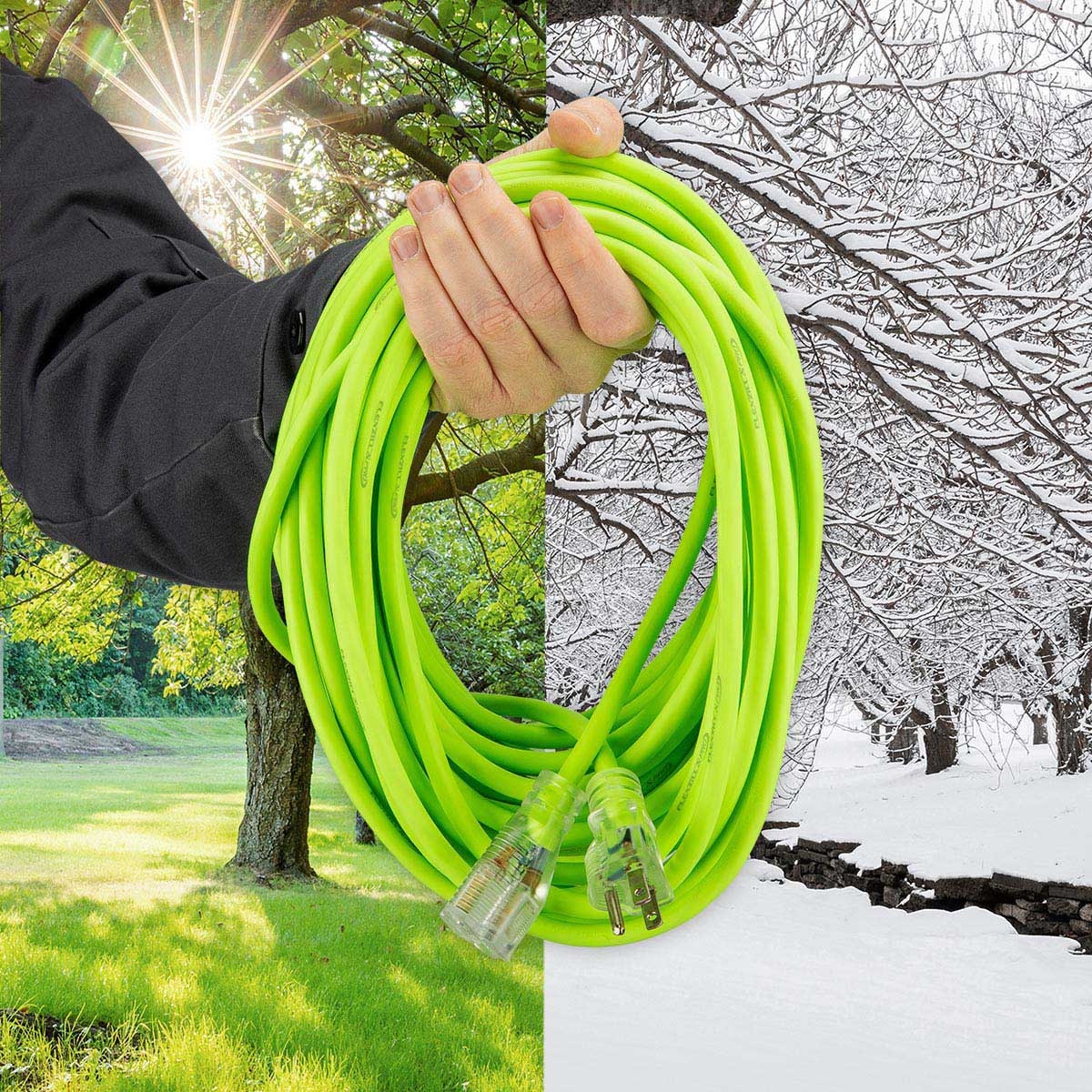 Flexzilla® Pro Extension Cord 10/3 AWG SJTW 50' Outdoor Lighted Plug ZillaGreen™ - Image 2